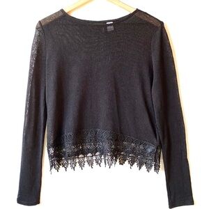 Divided Black sheer long sleeved blouse, Size S